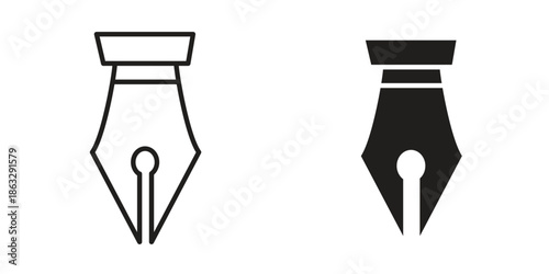 Pen nib icons Black symbol on transparent background. EPS10