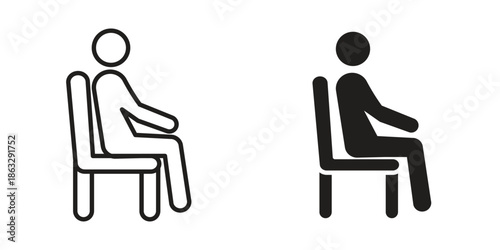 Person seat icons Black symbol on transparent background. EPS10