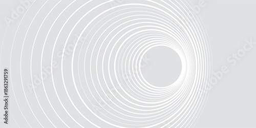 Abstract white glowing geometric lines on gray background. Modern shiny blue circle lines pattern. Futuristic technology concept. Suit for cover, poster,