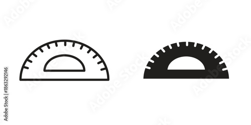 Protractor icons Black symbol on transparent background. EPS10