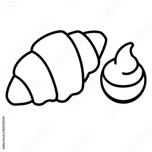 Freshly Baked Croissants with Butter and Jam in Modern Style