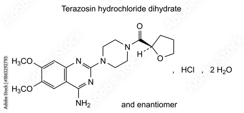 Terazosin hydrochloride dihydrate, chemical structure of terazosin hydrochloride dihydrate, drug substance