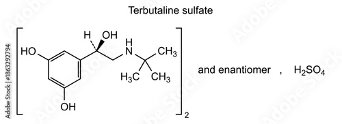 Terbutaline sulfate, chemical structure of terbutaline sulfate, drug substance