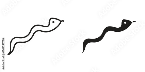 Snake icons Black symbol on transparent background. EPS10
