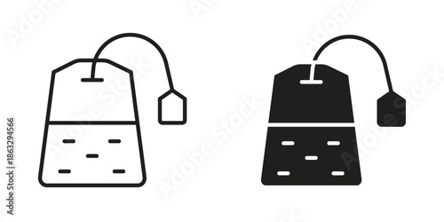 Tea bag icons Black symbol on transparent background. EPS10