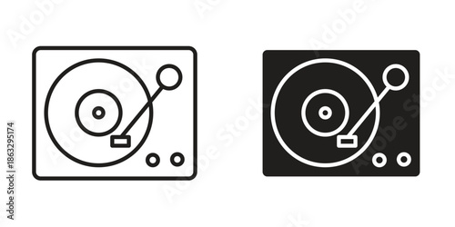 Turntable icons Black symbol on transparent background. EPS10