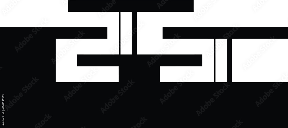 Obraz premium Black and white maze design with rectangular shapes and pathways