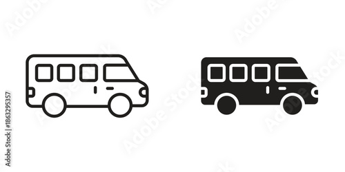 Van icons Black symbol on transparent background. EPS10