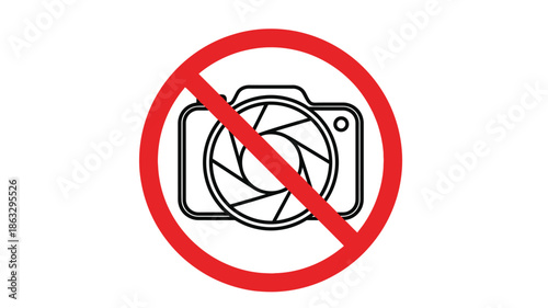 No photography allowed a red circle with a slash over a camera icon is shown