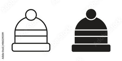 Winter hat icons Black symbol on transparent background. EPS10
