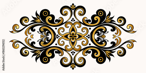 An elegant black and gold ornamental design, vector