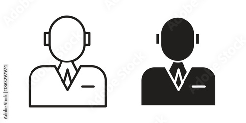 Admin icons vector silhouette set. thin line icon pack.