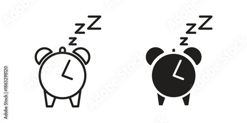 Alarm snooze icons vector silhouette set. thin line icon pack.