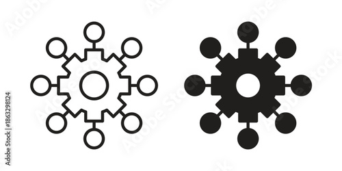 Algorithm icons vector silhouette set. thin line icon pack.