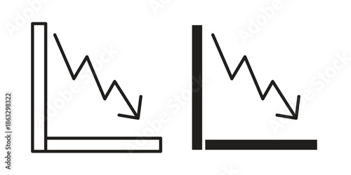 Arrow trend-down icons vector silhouette set. thin line icon pack.