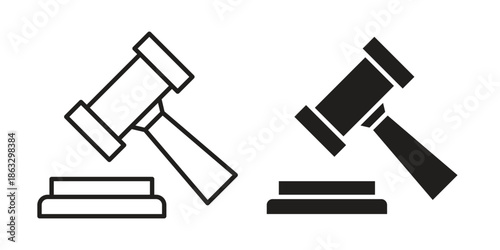 Auction icons vector silhouette set. thin line icon pack.