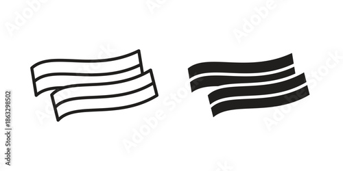 Bacon icons vector silhouette set. thin line icon pack.