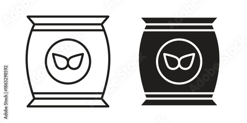 Bag seedling icons vector silhouette set. thin line icon pack.