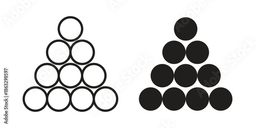 Ball pile icons vector silhouette set. thin line icon pack.