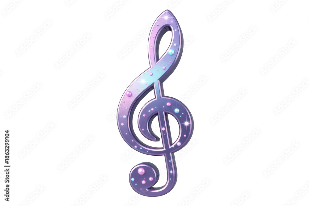 Fototapeta premium Treble clef musical symbol icon with sparkle