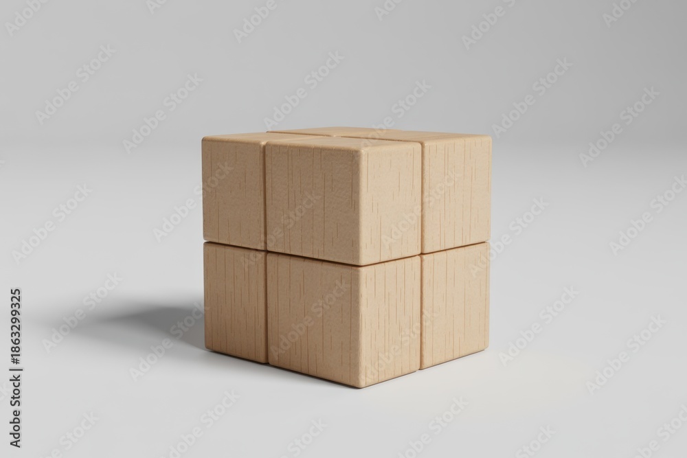 Fototapeta premium Wooden Block Puzzle Cube