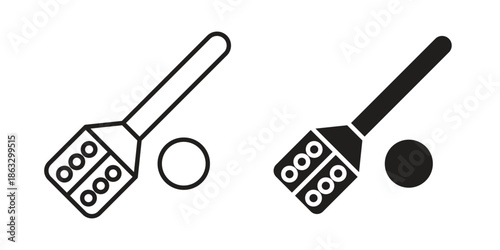 Broom-ball icons vector silhouette set. thin line icon pack.