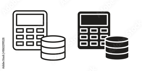 Budget icons vector silhouette set. thin line icon pack.