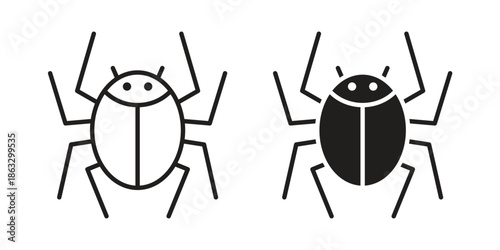 Bugs icons vector silhouette set. thin line icon pack.
