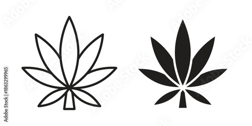 Cannabis icons vector silhouette set. thin line icon pack.