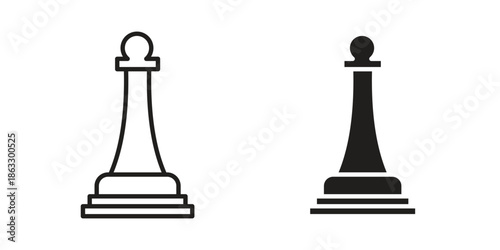 Chess queen icons vector silhouette set. thin line icon pack.