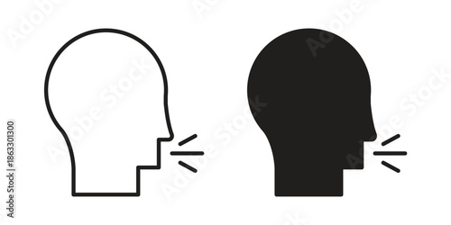 Cough icons vector silhouette set. thin line icon pack.