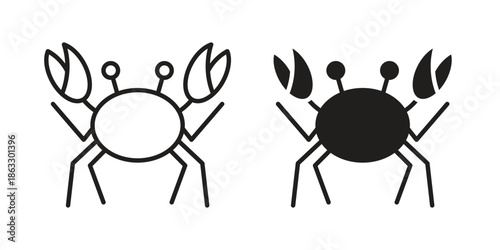 Crab icons vector silhouette set. thin line icon pack.