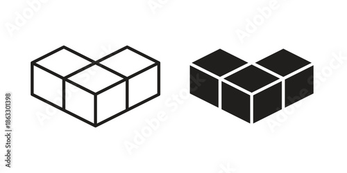 Cubes icons vector silhouette set. thin line icon pack.