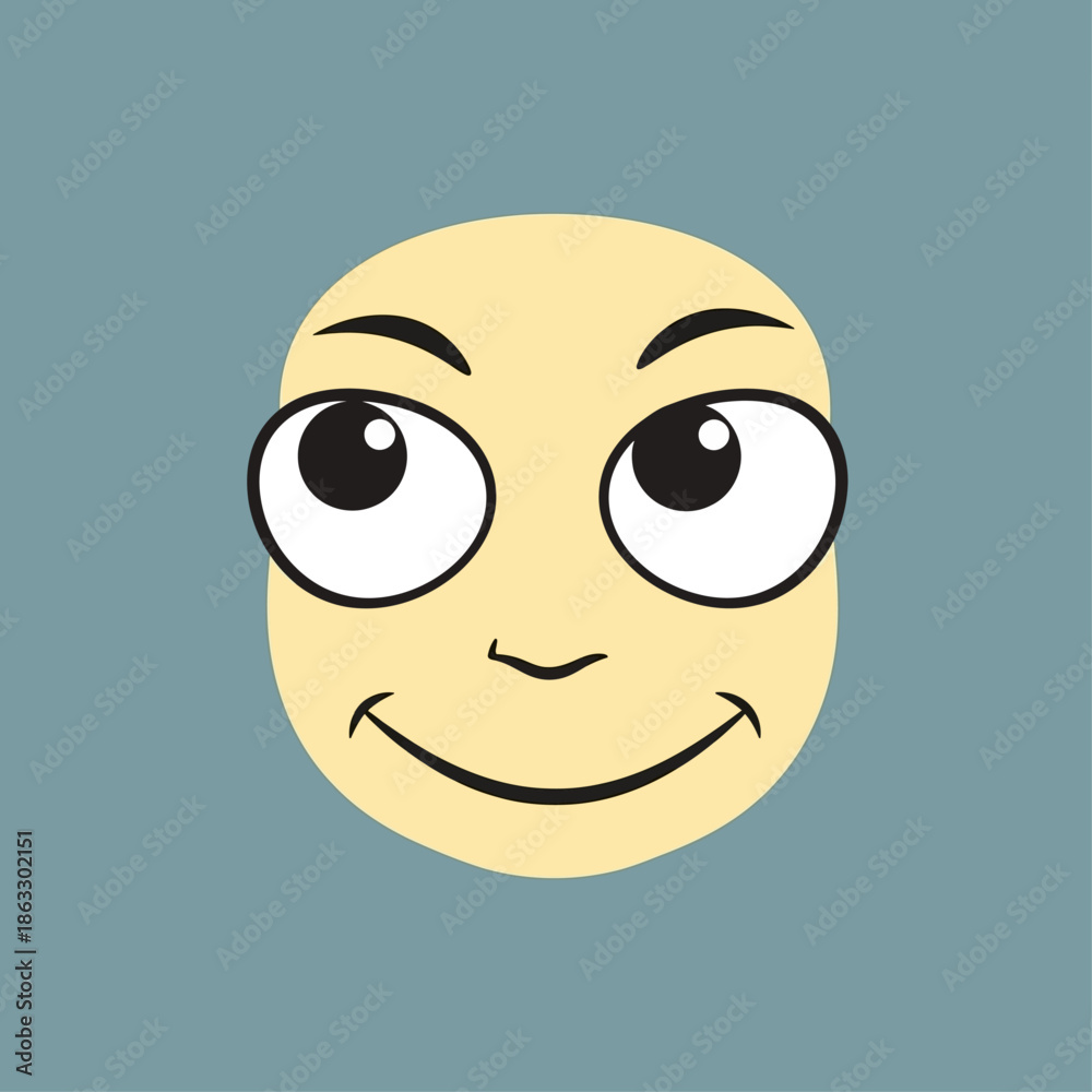 Fototapeta premium Friendly cartoon face with wide eyes and smiling expression