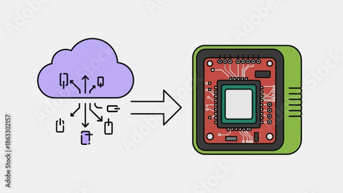 Cloud data transfer to microchip for modern technology and innovation