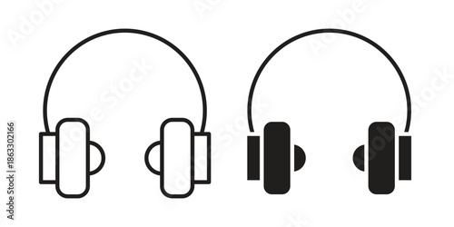 Ear muffs icons vector silhouette set. thin line icon pack.