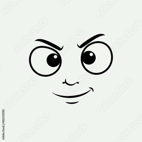 Cartoon face with playful expression and wide eyes