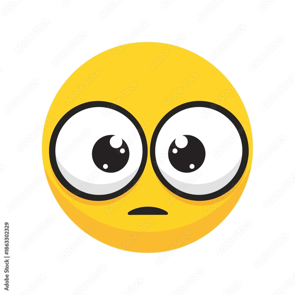 Fototapeta premium Surprised emoji face with wide eyes and open mouth