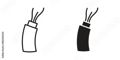 Electric cable icons vector silhouette set. thin line icon pack.