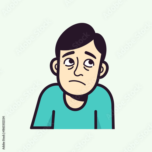 Cartoon man looking worried and stressed
