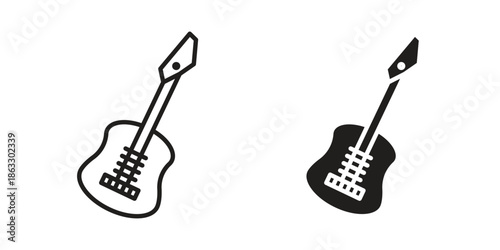 Electric Guitar icons vector silhouette set. thin line icon pack.