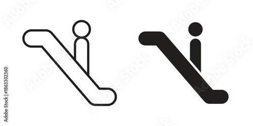 Escalator icons vector silhouette set. thin line icon pack.