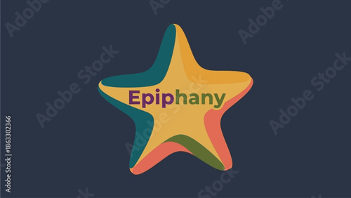 Vibrant star shaped logo with the word Epiphany