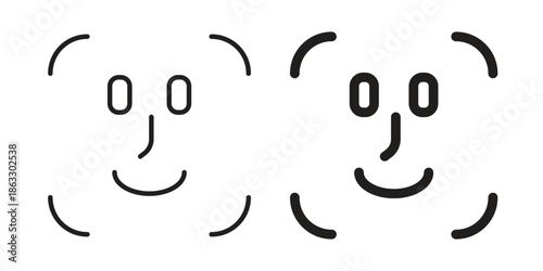 Face id icons vector silhouette set. thin line icon pack.