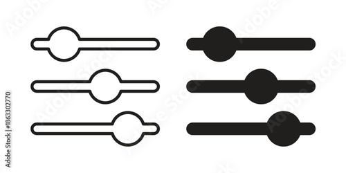 Filter Button icons vector silhouette set. thin line icon pack.
