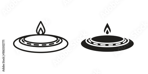 Fire burner icons vector silhouette set. thin line icon pack.