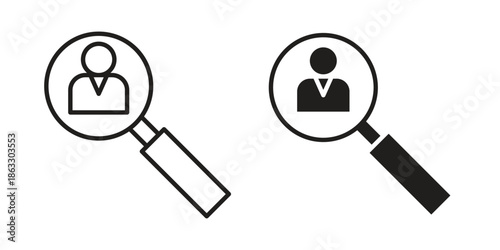Hiring icons vector silhouette set. thin line icon pack.