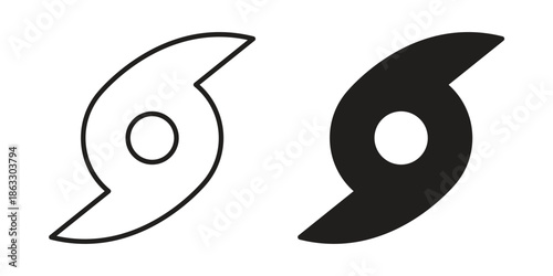 Hurricane icons vector silhouette set. thin line icon pack.