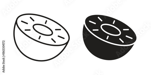 Kiwi icons vector silhouette set. thin line icon pack.