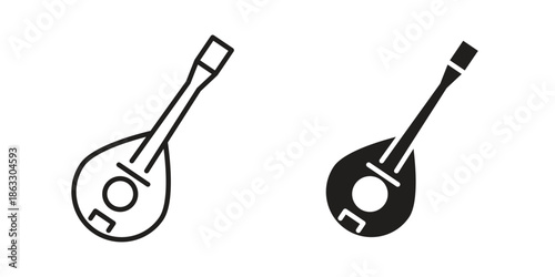 Mandolin icons vector silhouette set. thin line icon pack.